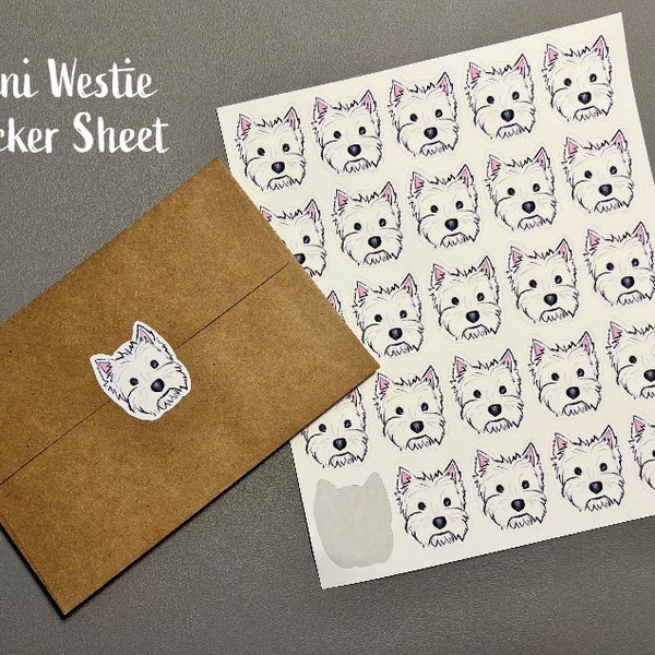 Mini Westie Sticker Sheet | Cute West Highland Terrier Stickers | Dog Lover Gift | Planner Stickers