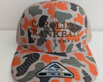 Carolina Crankbait Supply Co Pro Model Blaze Camo/ Khaki Hat - Brown Stitch