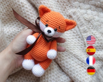 Crochet PATTERN fox , crochet pattern amigurumi fox, crochet forest animal, pattern amigurumi toy fox, crochet pattern in ENGLISH and FRENCH