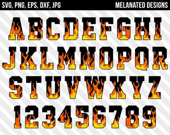 Varsity Flames College Font SVG Eps Png Dxf Jpg Cricut Silhouette Fire Burning Blaze HBCU School Senior Alumni Sport Sporty Letters Alphabet