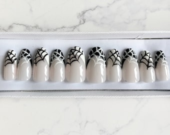 Halloween-spinnenweb French Tip Press on Nails