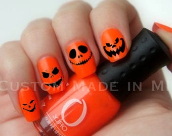 Pumpkin Nail Decal Etsy