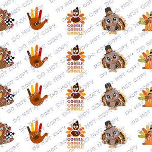 Thanksgiving Nail Art, Turkey Nail Decals, Cute Turkeys for Nails ...
