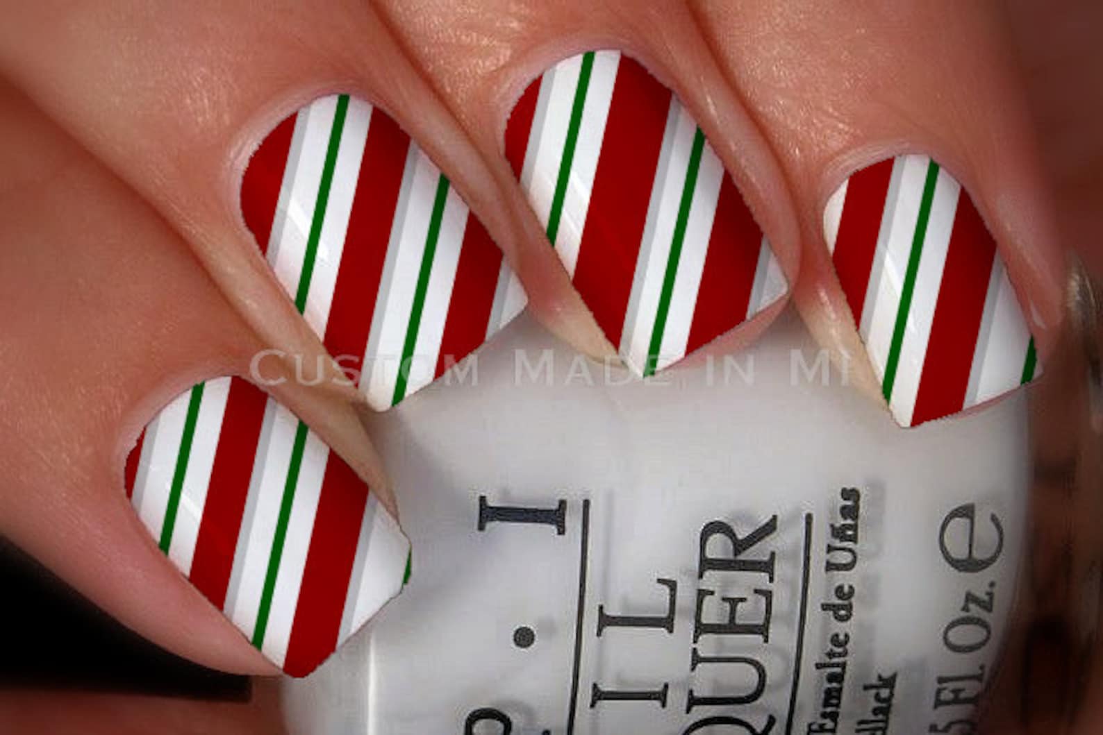 Candy Cane nail covers Candy Cane nail wraps Green and Red Etsy