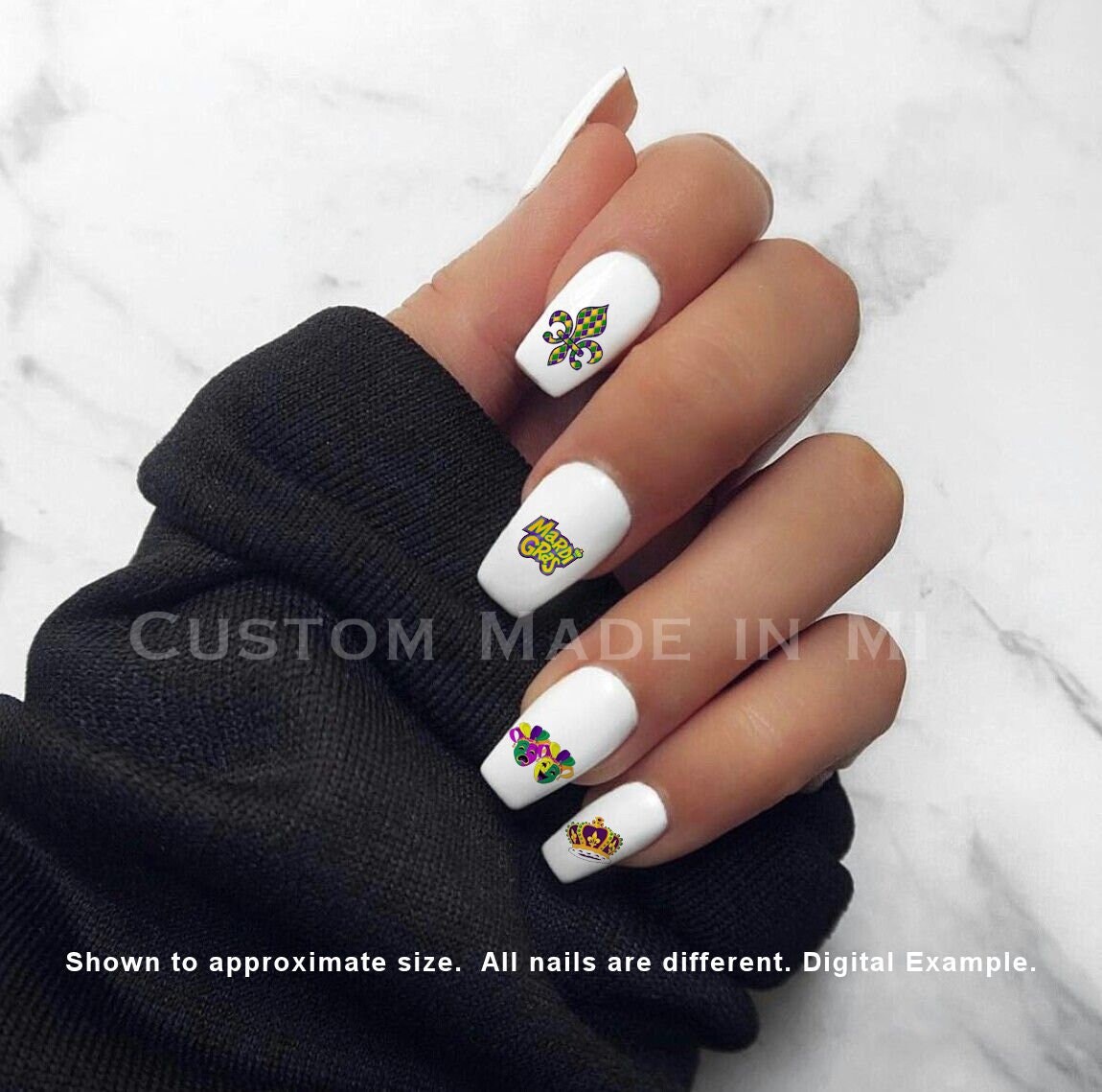 Fleur De Lis Nail Art Decals - Water Transfer Nail Designs Set Of 20