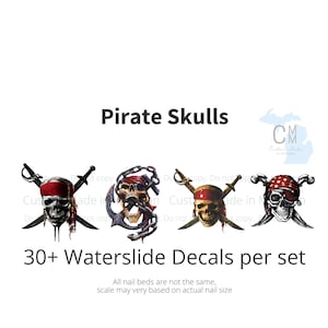 Pirate Skulls, Nail Decals, Halloween Nail Art, Halloween Nail Decals, Pirate Nail Decals, Skull Nail Decals, Pirate, Pirates
