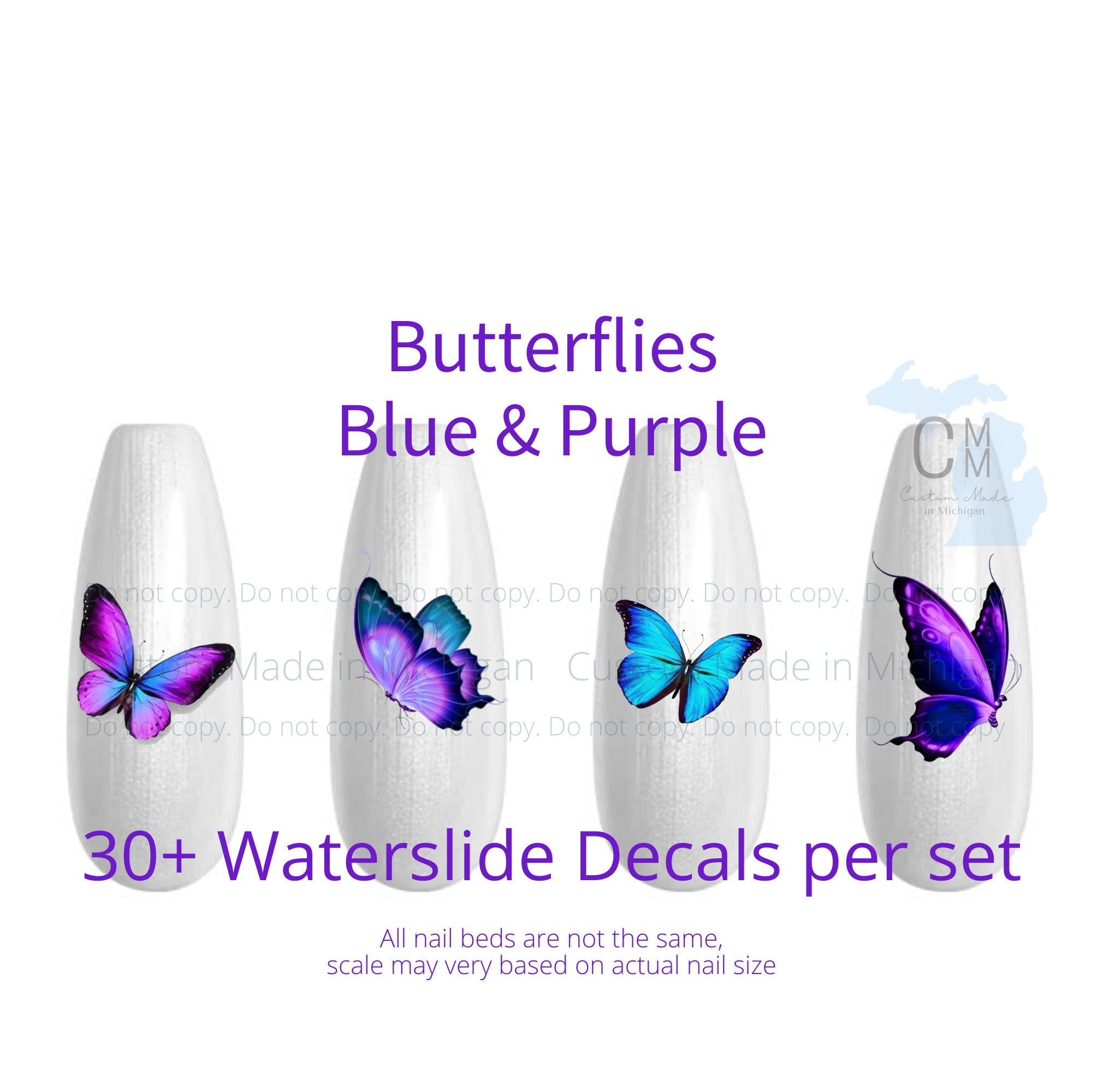 30 Sheets Butterfly Nail Art Stickers Colorful Nepal | Ubuy