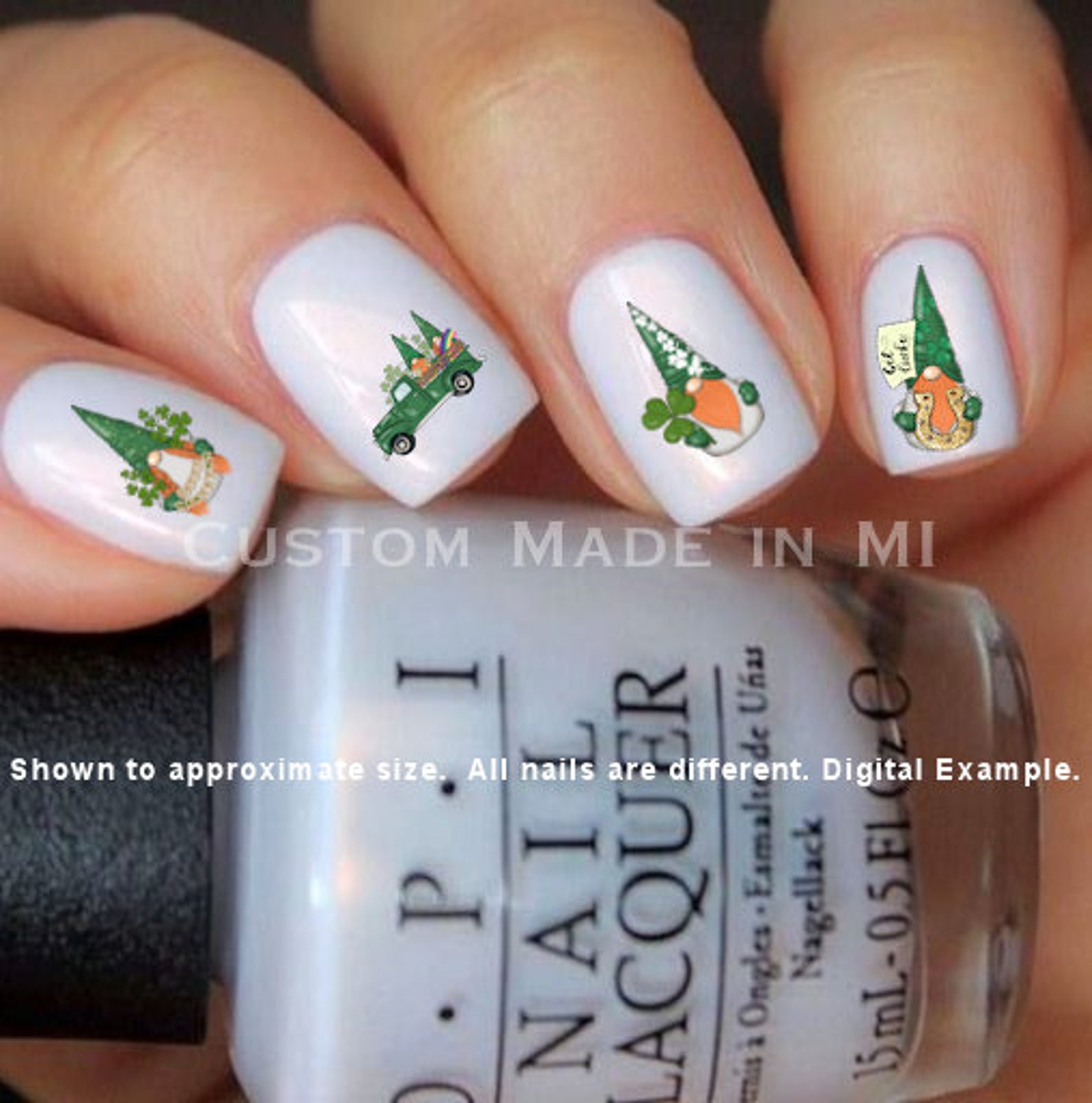 Nail Decals St Patrick's Day Gnome Nails Clover Gnome | Etsy