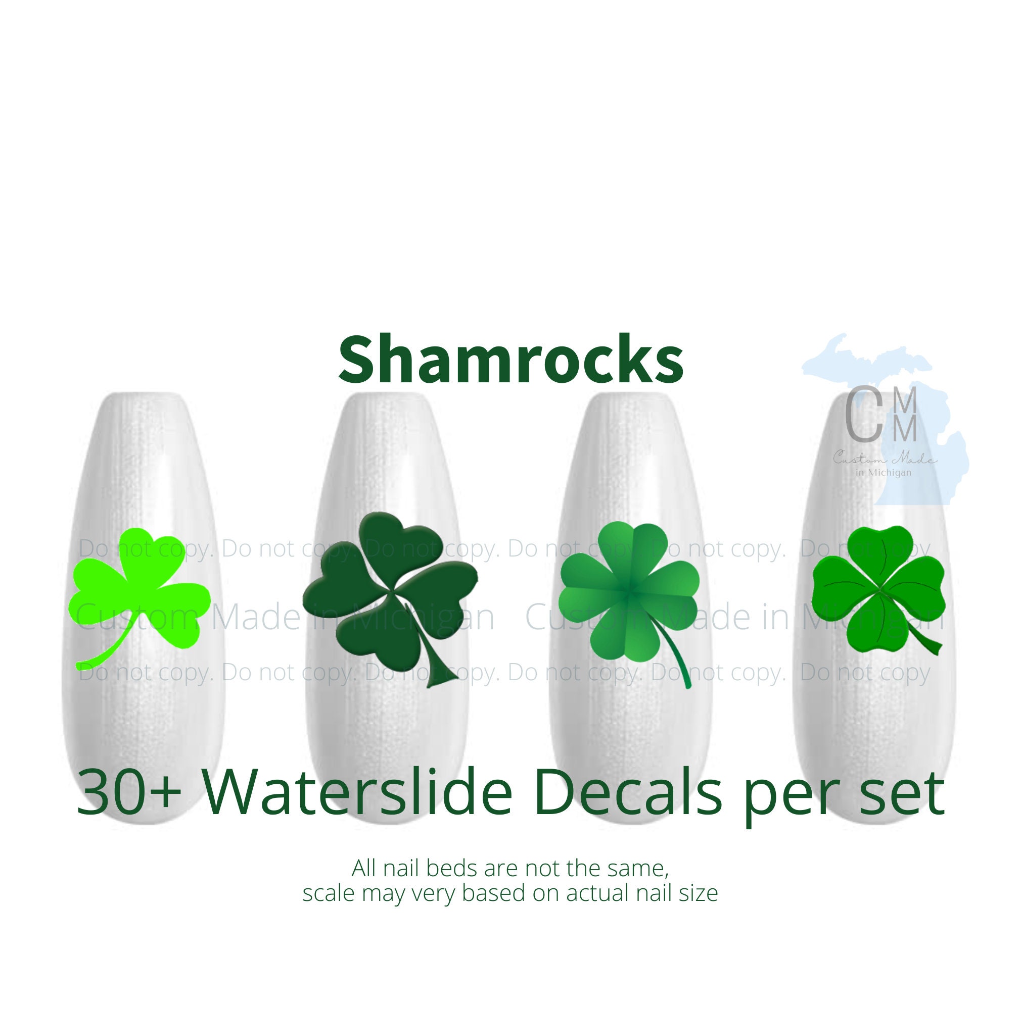 St Patrick's Day Nails Four Leaf Clover Nail Decals 4 - Etsy