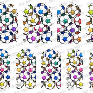 Colorful Soccer Nail Cover, Soccer Nails, Soccer Mom Nails, Glitter Soccer Ball Nails, Laser Waterslide Nail Decals Transfers