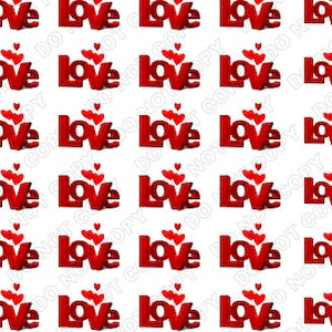 Red Love and Hearts Valentine nail art, Hearts Nail Art, Love Nail Art, Valentines day Nails, Waterslide Nail Decals Transfers