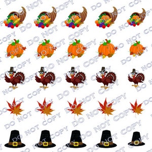 Thanksgiving Nail Art, Thanksgiving Nail Decal, Pumpkin, Turkey ...
