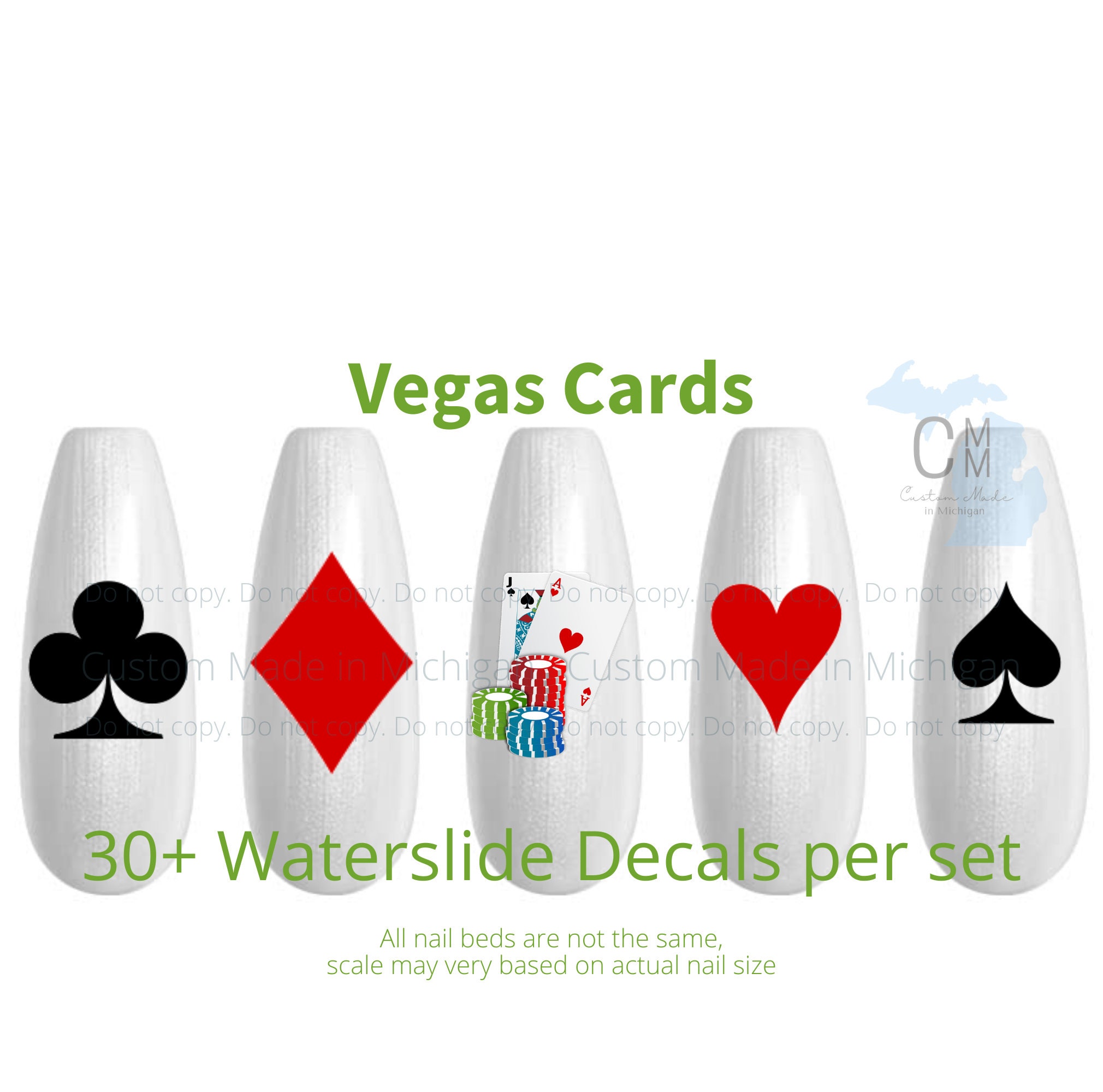  Las Vegas Casino Assortment Nail Art Waterslide Decals