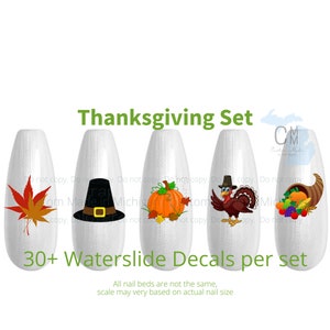 Thanksgiving Nail Art, Thanksgiving Nail Decal, Pumpkin, Turkey ...