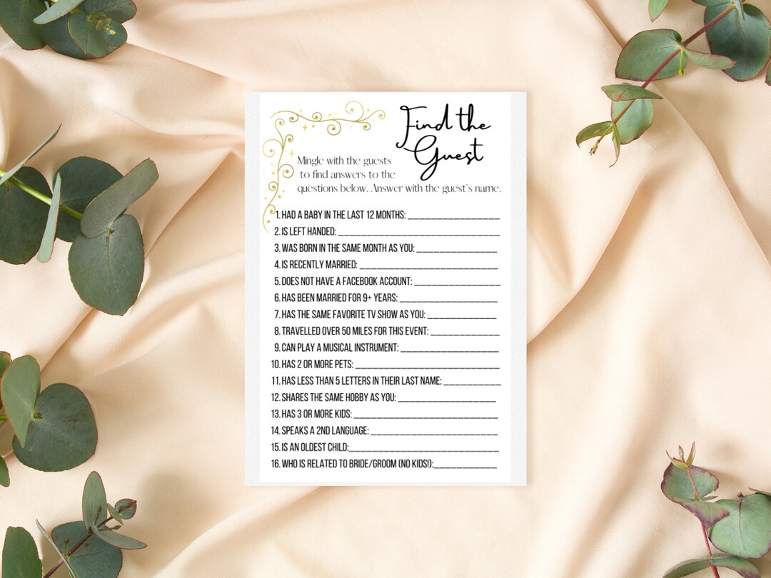PARTY Printable Game FIND the GUEST Digital Download - Etsy