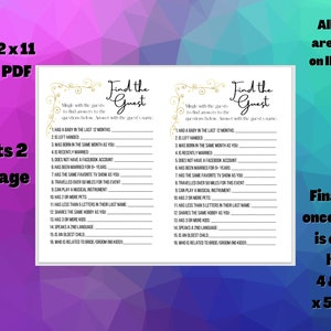 PARTY Printable Game FIND the GUEST Digital Download - Etsy