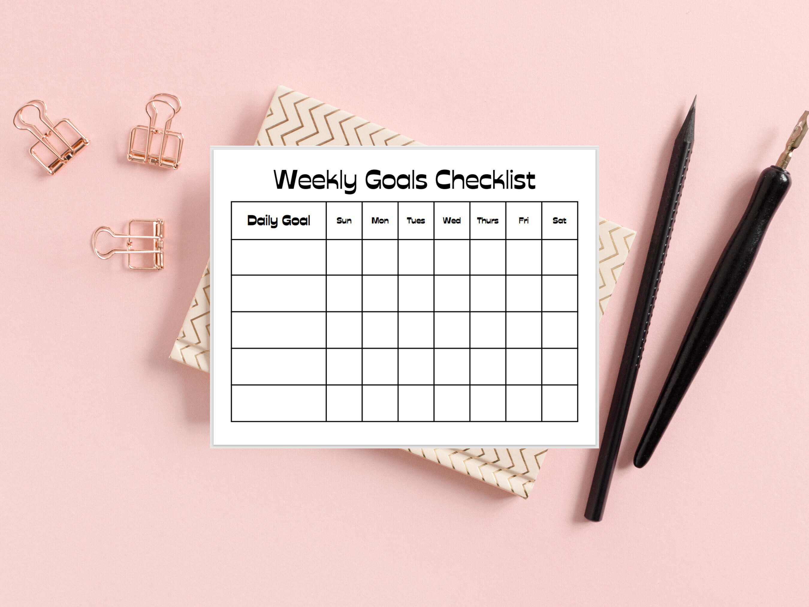 Printable Weekly GOALS Checklist Template Digital Download Etsy