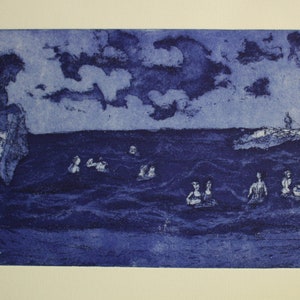 Bat galim, Haifa, original aquatint etching