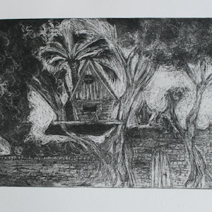 witch's house,original aquatint etching