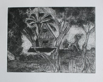 witch's house,original aquatint etching