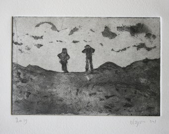 Makhtesh Ramon, original aquatint etching