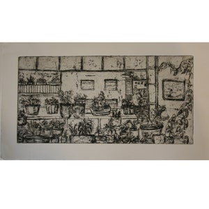 A Haifa terrace, original aquatint etching