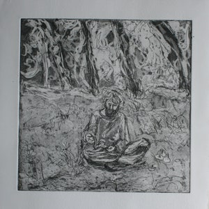 Definition of mushrooms, original aquatint etching