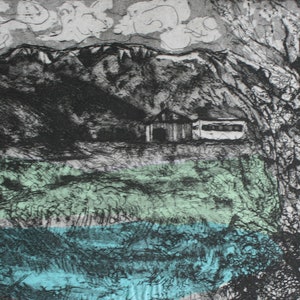 Almond tree, original aquatint etching