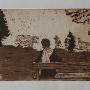 Contemplation, original aquatint etching