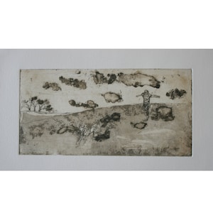 Running in the sands, original aquatint etching