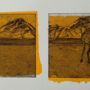 Sinai in yellow, original aquatint etching