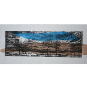 View from the train, original aquatint etching