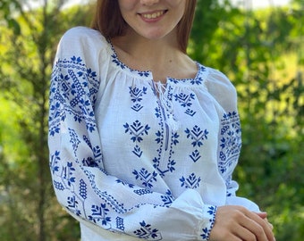 Украинская вышиванка, украинская вышиванка, вышиванка бохо этническая рубашка бохо шик крестьянский топ Льняная рубашка для Нее