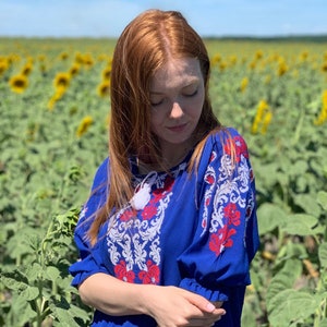 Ukrainian vyshyvanka blouse, Ukrainian embroidered blouse, Vyshyvanka bohemian ethnic shirt boho chic peasant top Gift for Easter