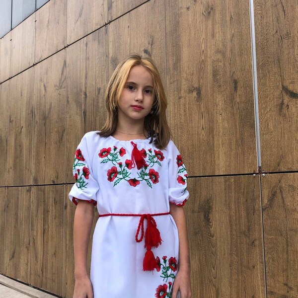 Вышиванка Платье для девушки Украинское платье Вышитое платье для девочки