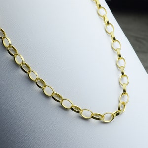 Gold Charm Necklace, Yellow Gold Vermeil Chain Necklace,  18&quot; 20&quot; 22&quot; inch solid rolo link, Long Chunky Pendant Necklace, Lobster Closure