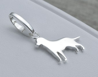 Dog Charm Sterling Silver, Labrador Charm, Dog Lover Gift, Dog Lover Necklace, Dog Silhouette, Dog Memorial Gift, Pet Necklace, New Puppy