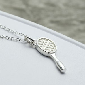Tennis Necklace Sterling Silver, Tennis Gifts, Tennis Racket Charm, Sports Necklace, Tennis Ball Charm, Tennis Coach Gift, Tennis Player