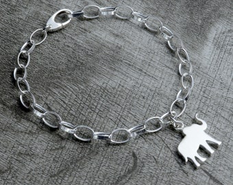 Olifant bedelarmband, olifant armband voor vrouwen, sterlingzilveren armband, op maat gegraveerde bedel, vriendschapsarmband, olifant sieraden