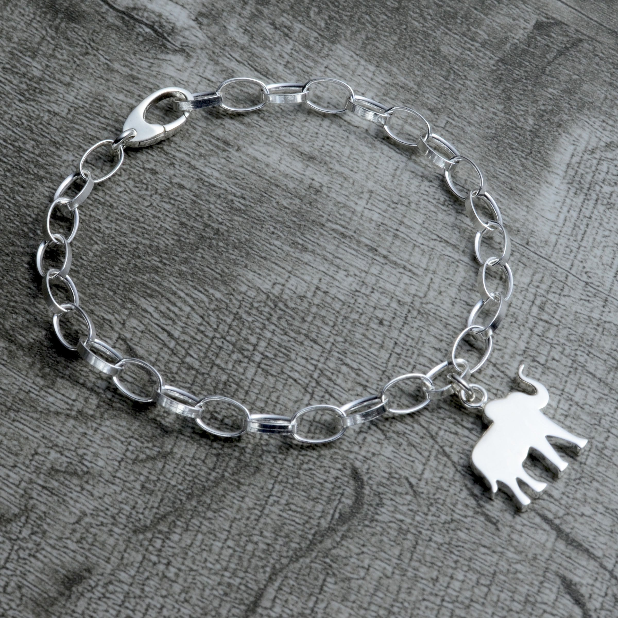 象のチャームブレスレット、女性用象のブレスレット、スターリング