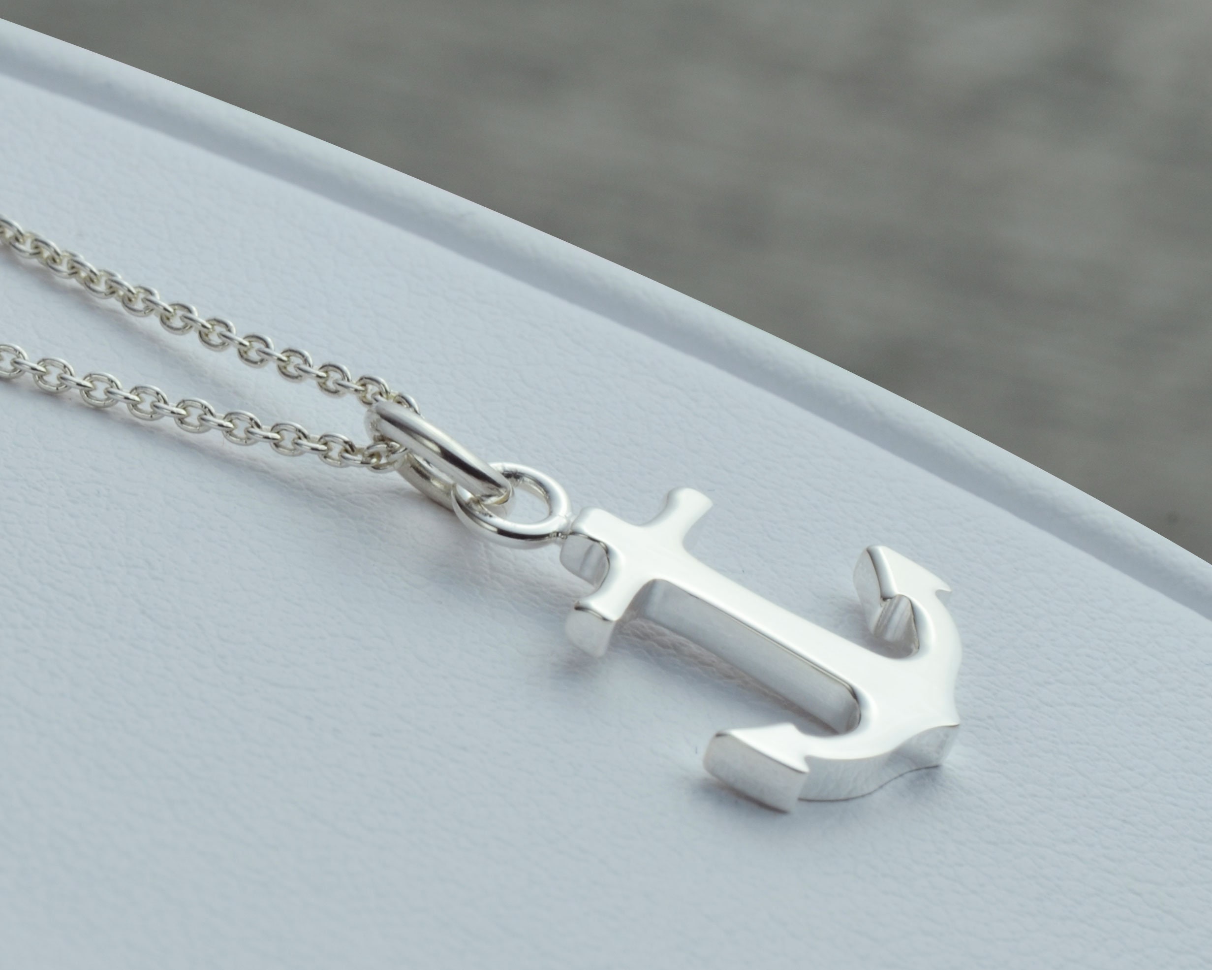 Sterling Silver Yellow Gold Plated Necklace w/ Mariner`s Anchor