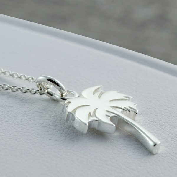 Silver Palm Tree Necklace, Sterling Silver, Beach Necklace, Tropical Necklace, Palm Tree Jewelry, Travel Necklace, Ocean Necklace