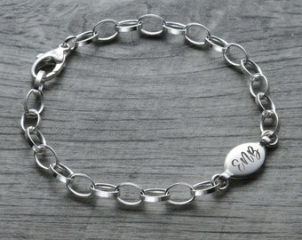 Personalized Initial Tag Bracelet, Letter Bracelet Sterling Silver, Engraved Tag Bracelet, Gift For Her, Daughter Bracelet, Sweet 16