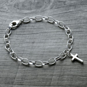 アクセサリー Vintage 50s Silver Chain Cross Bracelet Cross Bracelet, Silver Cross Bracelet, Cross Bracelet for