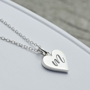 Personalized Heart Charm Necklace, Custom Engraved Small Heart Pendant, Valentine Necklace, Dainty Heart, Sweet 16 Gift Jewelry