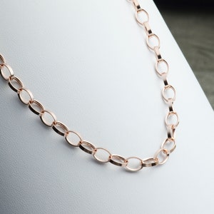 Rose Gold Charm Necklace, Rose Gold Vermeil Chain Necklace,  18" 20" 22" inch solid rolo link, Long Chunky Pendant Necklace