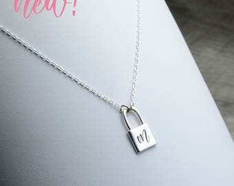 Personalized Padlock Necklace in Sterling Silver