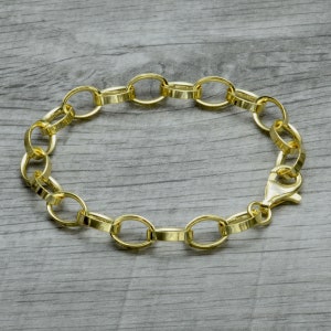 Gold Charm Bracelet, Chunky Charm Bracelet, 18k Gold Vermeil, Gold Plated Bracelet, Statement Chain Bracelet, Lobster Clasp Closure
