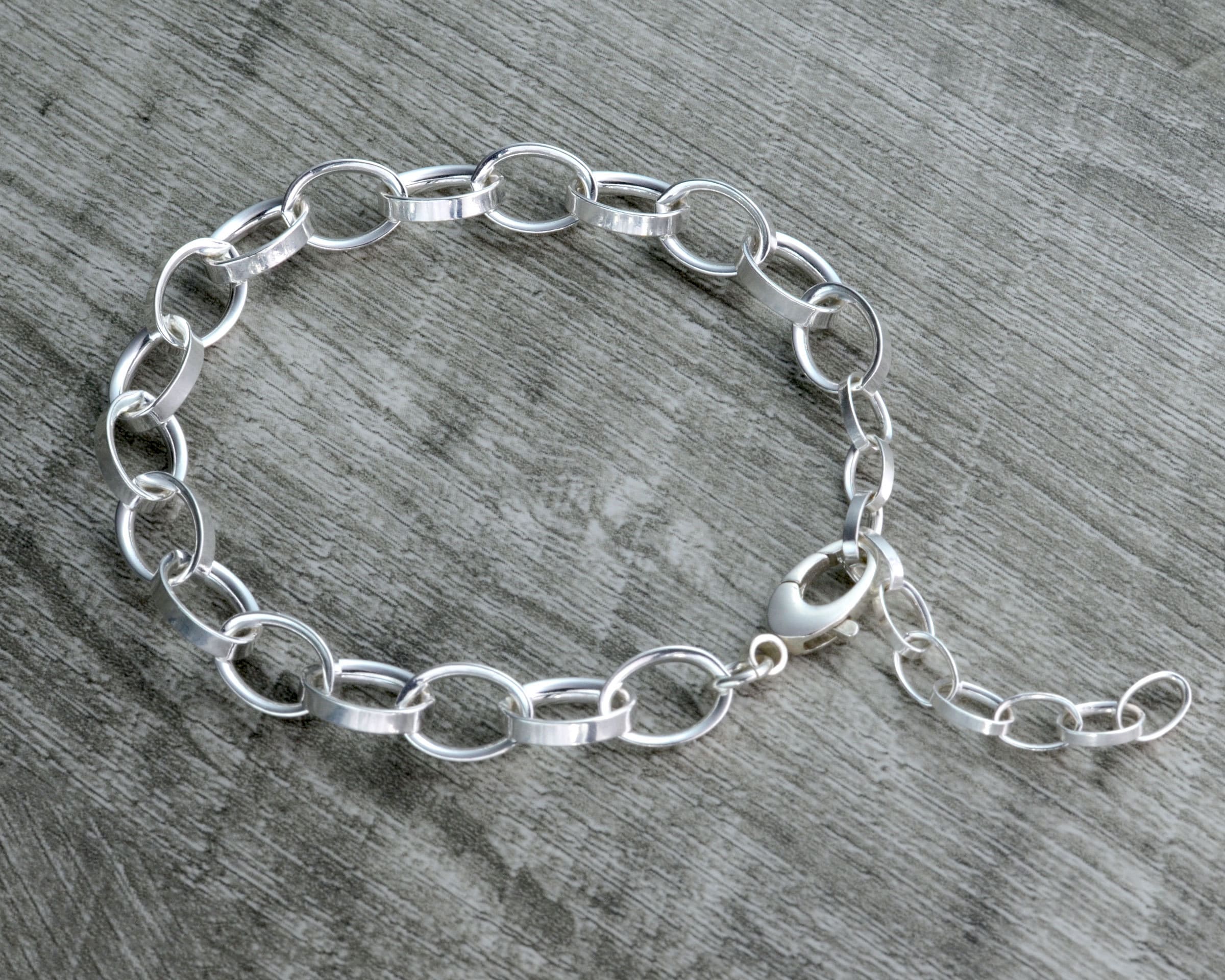 Customizable Bracelet Sterling Silver Link Bracelet Extender Etsy