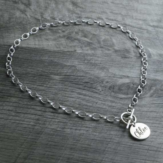 Personalized Choker Necklace in Sterling Silver, Dangling Choker